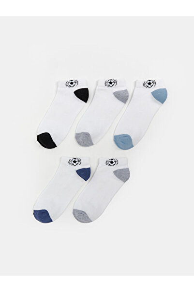 LC Waikiki Rmz Gi̇yi̇m Farkiyla Embroidered Boys' Booties Socks 5-Pack