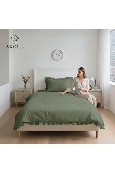 Avelina %100 Pamuklu Fırfırlı Tek Kişilik Nevresim Seti 160*220