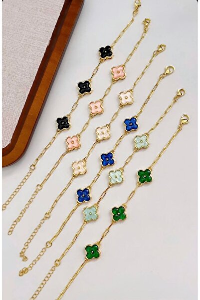 LORİEN ACCESSORİES Lorien Lucky Clover Gold Yonca Bileklik ( Lavicert)