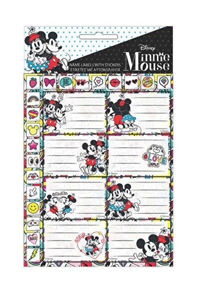 Minnie Mouse Σετ 16 λευκών ετικετών Minnie και Mickey Mouse