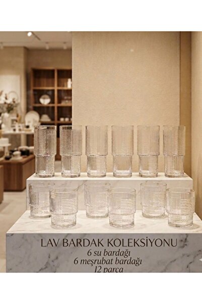 premium Bardak Lav Helen 12 Parça Meşrubat ve Su Bardağı Seti