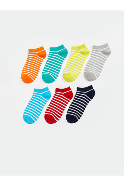 LC Waikiki Rmz Gi̇yi̇m Farkiyla Striped Boys' Booties Socks 7-Pack