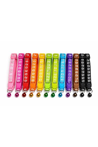 OEM Set of 6 small dog/cat collars, adjustable, different colors with bells a...