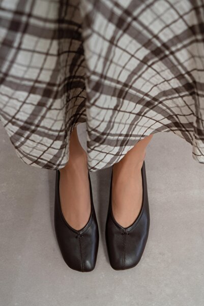 NİŞANTAŞI SHOES Calm Brown Matte Flat Sole Women's Ballet Flats Shoes