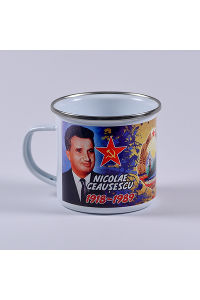 Antok Art AntokArt Cană Emailată durabilă metalică 230 ml - Familia Ceaușescu