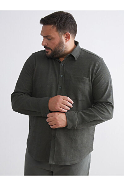 LC Waikiki قميص رجالي كبير الحجم ذو ملمس مميز