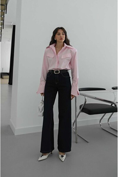 Havoş Blugi cu croială largă, albastru marin închis, curea piese