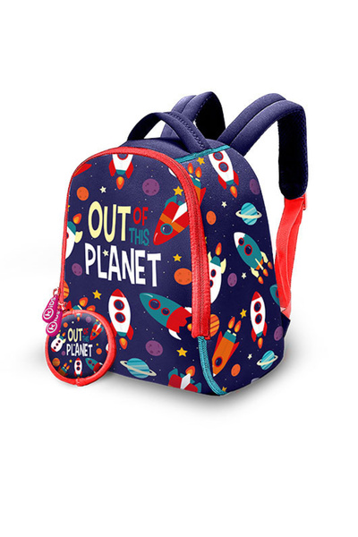 KIDSEUROSWAN Rucsac pentru grădiniță cu portofel din neopren, Planete, 25x20x...