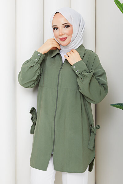 Pamuk Butik Women's Bird Eye Detailed Zipper Closure Tunic