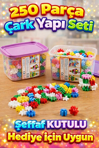 KOBE 250 Parça Çark Yapı Blokları Eğitici Oyuncak Şeffaf Kutulu Lego Benzeri ...