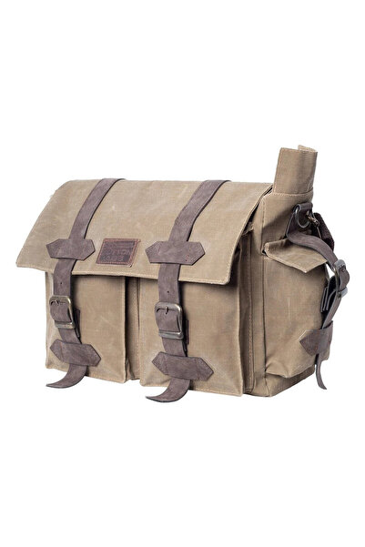 MANDOSİ Waxed Canvas Messenger Bag - Large Size Functional Daily Vintage Mult...