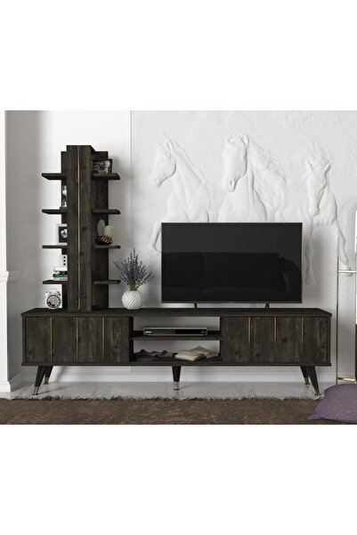SAHABA Home TV Stand, 180*50 Tv Table Model Negro, Center Wood Media Console ...