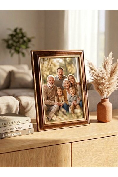 Ahşap 15x21 Çerçeve Kahverengi-Gold