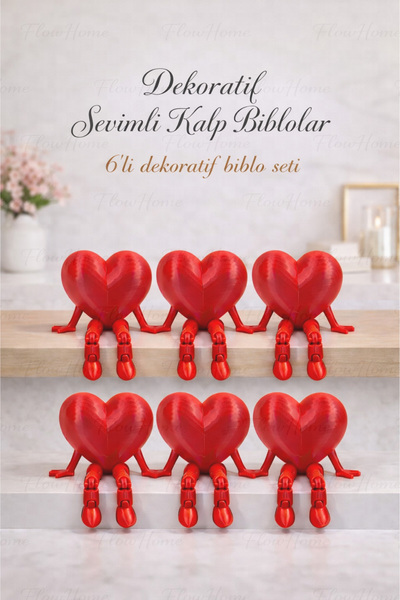 Flow Home Dekoratif 5’li Biblo Seti Hareketli Ayaklı Masa Üstü Süsü Raf Dekor...