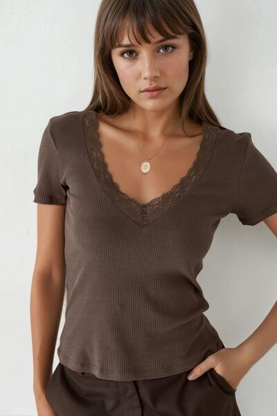 Hiccup Busem Lace Detailed V-Neck Blouse