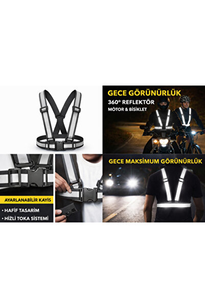lawrenceshop Reflektörlü Güvenlik Yeleği Ayarlanabilir Gece Görünürlük Motor ...