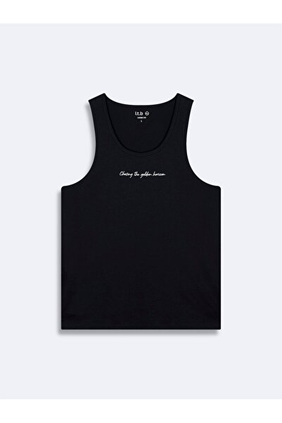 Ltb Минималистична тениска в тъмносин цвят с печат