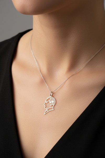 TabiTela 925 Ayar gümüş kolye Atatürk SM12838