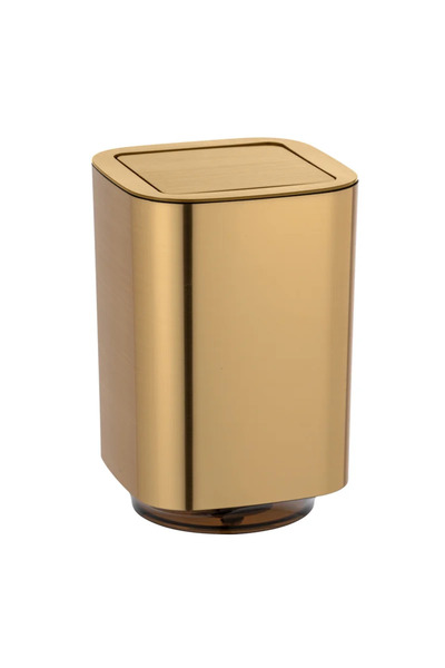 OEM Auron bathroom waste bin, 5 L, with pedal, rectangular shape, plastic, gold