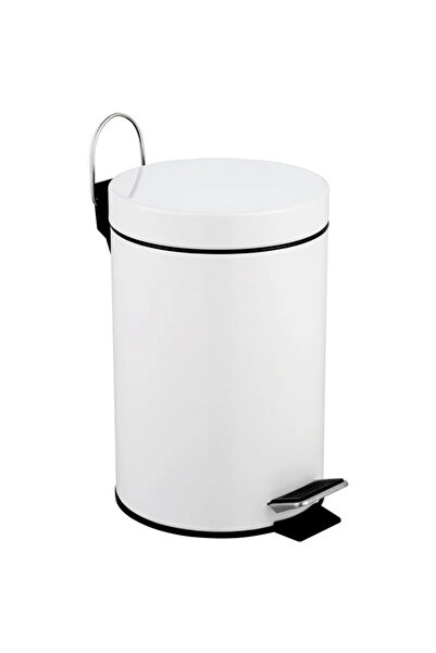 sensea Urban waste bin, for bathroom, 3 L, with pedal, round shape, steel, white