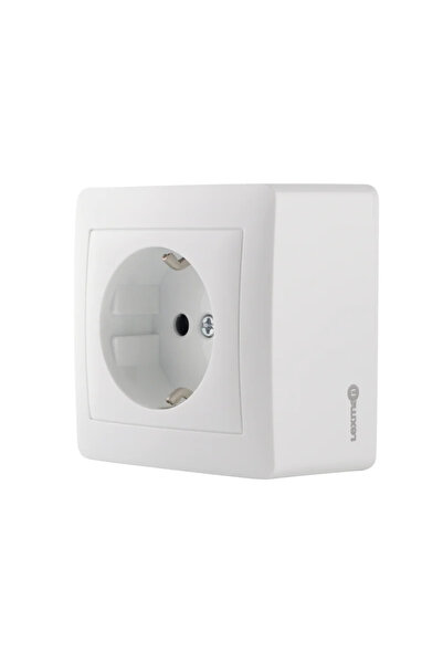 Lexman Priza schuko simpla Lexman, montaj aplicat, interior, IP20, alba