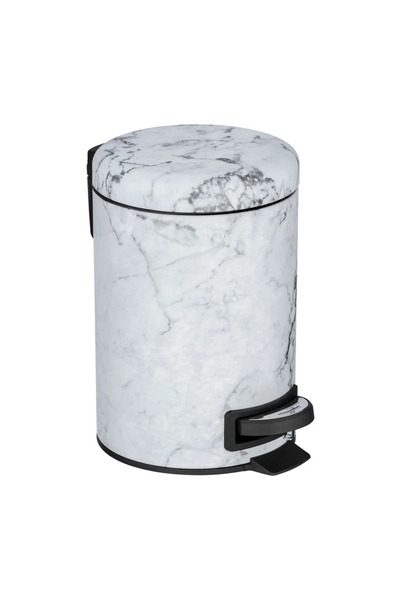 OEM Trash can, Cloud, for bathroom, 3 L, with pedal, round shape, steel, whit...