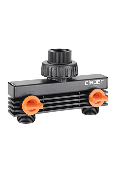 OEM Σύνδεσμος βρύσης Claber, 2 έξοδοι, γρήγορος, ABS, 19 mm