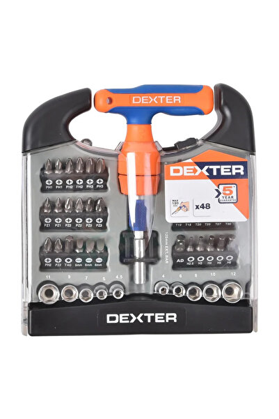 Dexter Т-образна отвертка Dexter с 48 бита и вложки