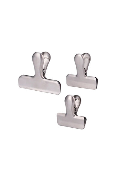 OEM Sealing clips, Delinia, stainless steel, silver (set of 3 pieces)
