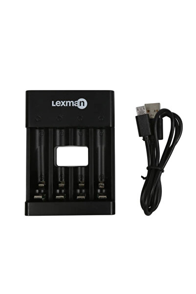 Lexman Γρήγορος φορτιστής μπαταρίας Lexman, με USB, για 4 x AA / AAA