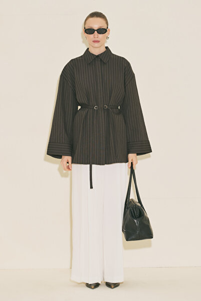 Manuka Woven Striped Shirt Brown