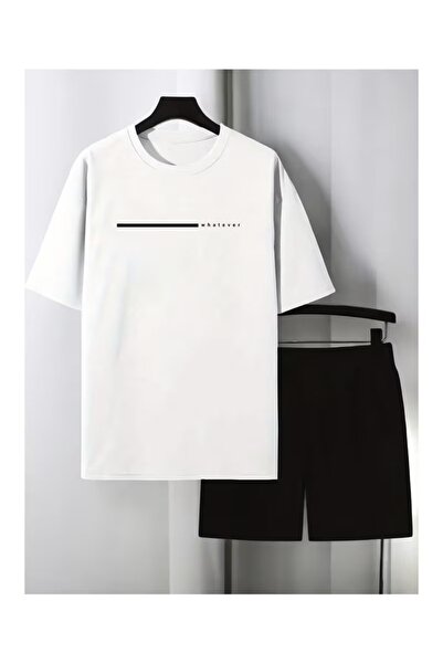 Massgai Unisex Design Whatever Line Printed Oversized Short Sleeve T-Shirt Sh...