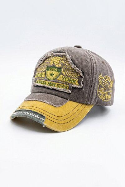 Kapin Nakışlı Cap Baseball Şapka - Hardal