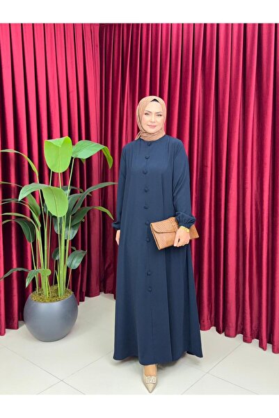 SELVENORA Bihter Dress 1812 – Dubai Silk Fabric Button Detailed Hijab Dress L...