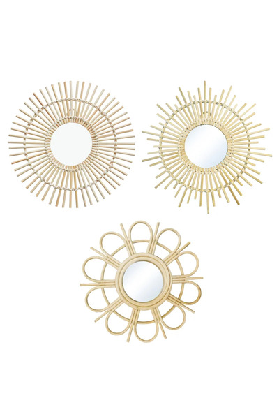 Inspire Set 3 oglinzi decorative Bamboo, rama bambus, natur