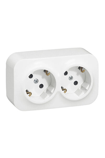 OEM Double socket 16A, IP20, white, Forix