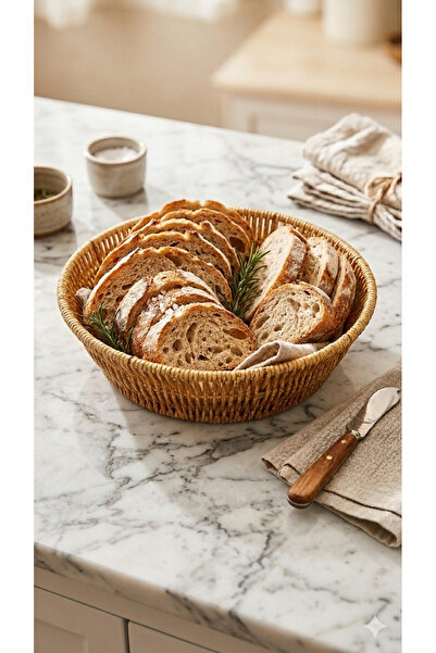 Dia سلة خبز مستديرة من الخيزران، صينية تقديم من الروطان، وعاء خبز، سلة خبز