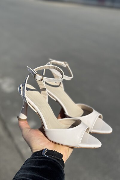 topuksarayı Rez Ten Patent Leather Ankle-Tie Thin Heel Stylish Women's Shoes