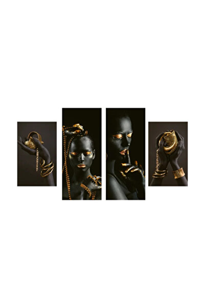 OEM Σετ 4 πινάκων σε καμβά Χρυσός θησαυρός + 1 διακοσμητικό αυτοκόλλητο, 120 ...