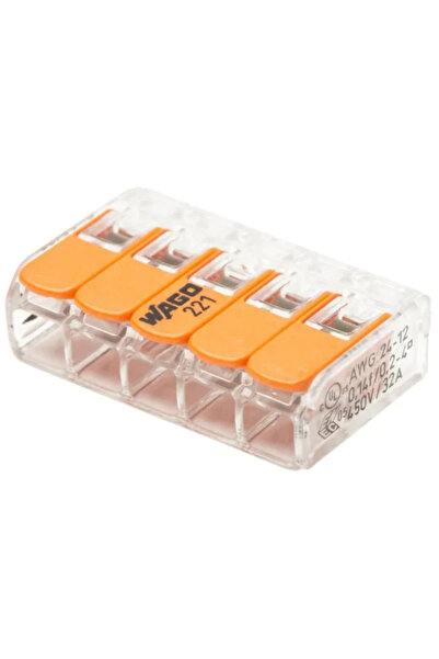 OEM WAGO wire terminal, Lever type output, 5 x 0.2-4 mm², Set of 5 pcs.