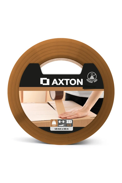 Axton Σετ 3 ταινιών συσκευασίας Axton, 48 mm x 66 μέτρα, καφέ