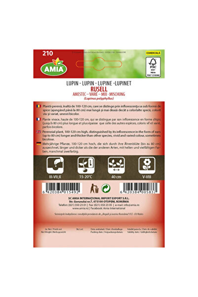 OEM Seminte flori de primavara/toamna, lupin de russell, amestec culori, Amia