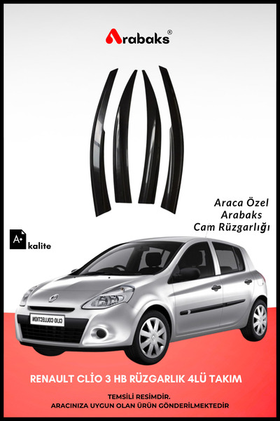 Arabaks Renault Clio 3 HB Cam Rüzgarlığı 4'lü Takım (MUGEN TİP, DAYANIKLI MAL...