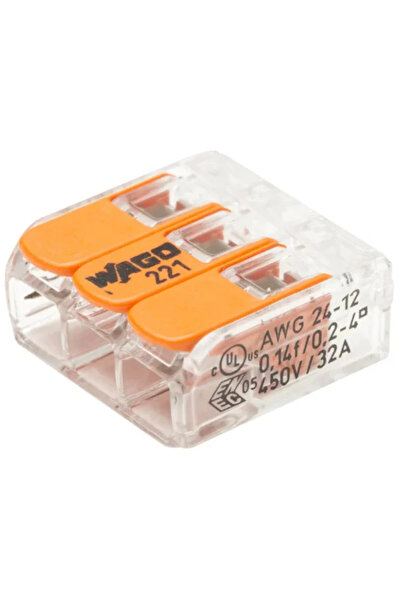 OEM WAGO wire terminal, Lever type output, 3 x 0.2-4 mm², Set of 50 pcs.