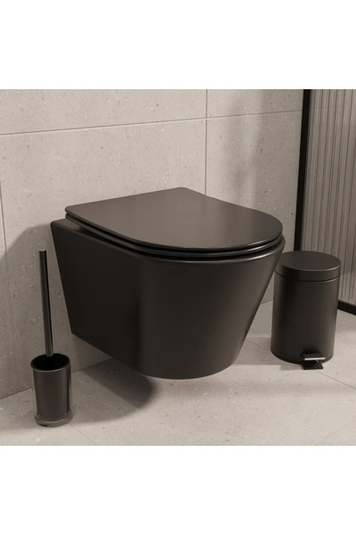 OEM Capac WC Sensea Remix, din duroplast, inchidere lenta, oval, negru lucios