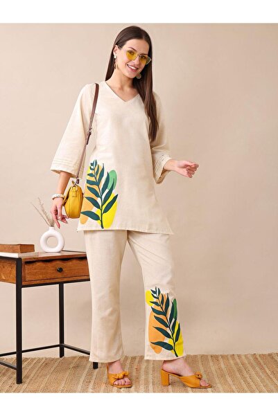 IndHeritage Premium powder white or light beige colour 2pc co-ord set / with ...