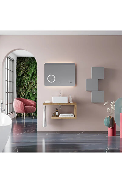 OEM Κάθετος πάγκος μπάνιου, μοριοσανίδα, 3,8 x 30 x 46 cm, φυσική δρυς