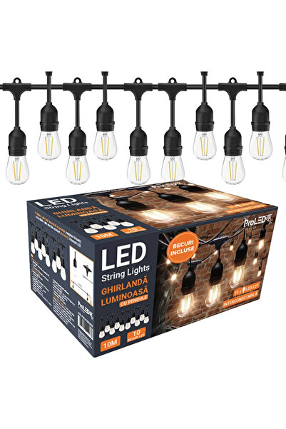 OEM Ghirlanda, 10 x E27, 10 W, IP44, 10 metri, filament