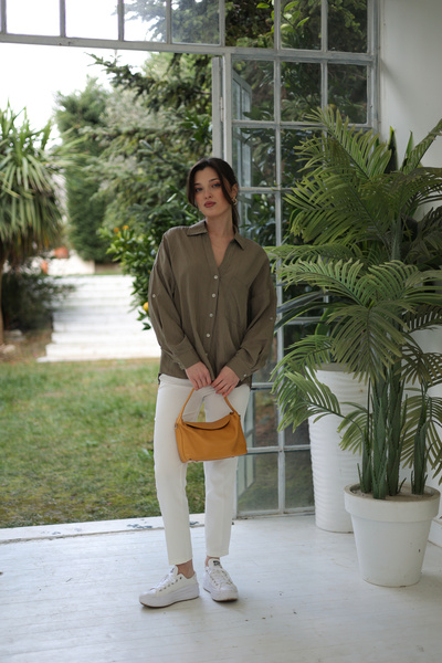 By Pommes Life Women's Self-Size Patterned over Size Shirt