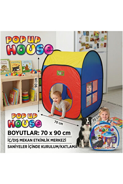 direkstoktan Çocuklar İçin Katlanabilir Pop-Up Oyun Evi Çadırı Atkur 70x90 cm...